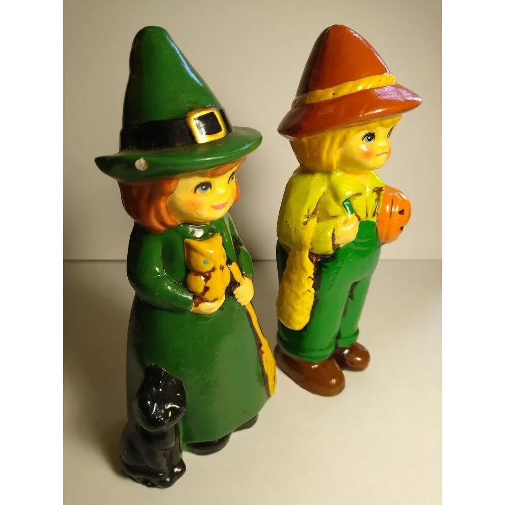 Vintage Norcrest Halloween Witch Scarecrow Figurine Set Made in Japan 6